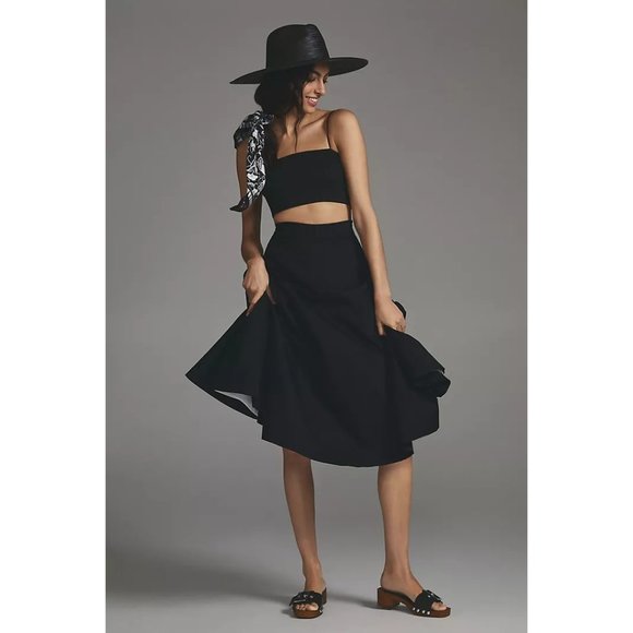 Anthropologie Dresses & Skirts - NWT $315 ANTHROPOLOGIE HOPE FOR FLOWERS SOLD OUT SOLID BLACK MIDI SKIRT SIZE MED